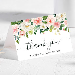 Blush Pink Bloom Folded Wedding Thank You Card