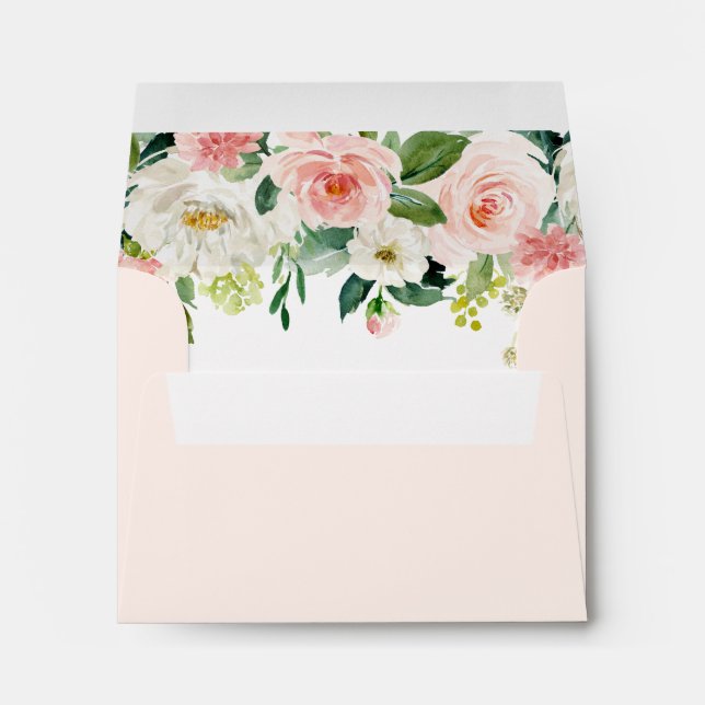 Blush Pink Bloom Pre-Printed Address RSVP Envelope (Back (Bottom))