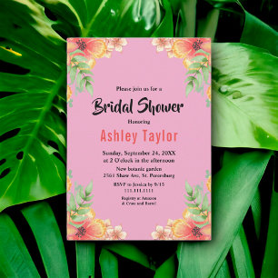 Blush Pink Bloom Rose Floral Summer Bridal Shower Invitation
