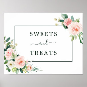 Blush Pink Bloom Sweets and Treats Dessert Sign