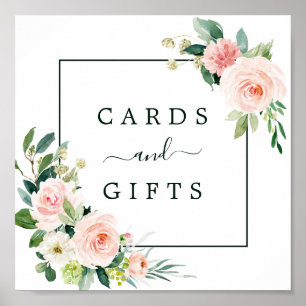 Blush Pink Bloom Wedding Cards & Gifts Square Sign