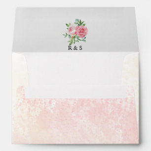 Blush Pink Bloom Wedding Envelope
