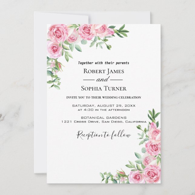 Blush Pink Bloom Wedding Invitation (Front)