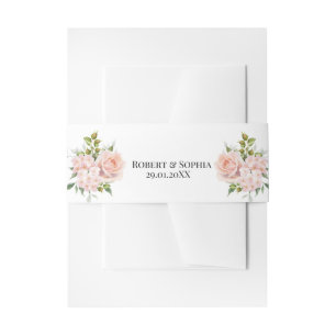 Blush Pink Bloom Wedding  Invitation Belly Band