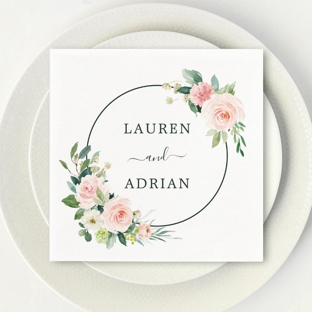 Blush Pink Bloom Wedding Napkin (Creator Uploaded)