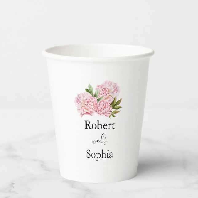 Blush Pink Bloom Wedding Paper cup (Front)