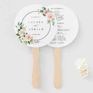 Blush Pink Bloom Wedding Program Hand Fan