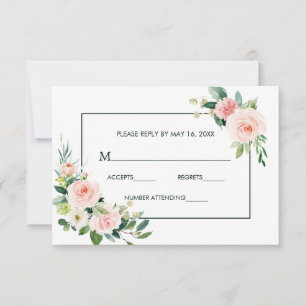 Blush Pink Bloom Wedding RSVP Card
