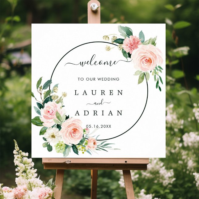 Blush Pink Bloom Wedding Welcome Square Sign (Creator Uploaded)