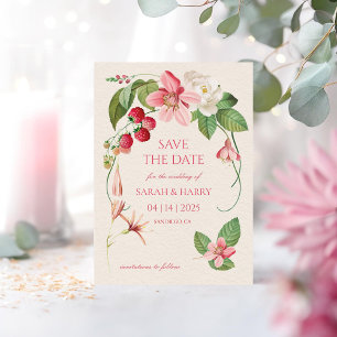 Blush Pink Blooming Garden Berries Save the Date Invitation