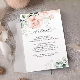 Blush Pink Blooms Wedding Details Enclosure Card
