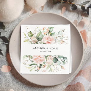 Blush Pink Blooms Wedding Napkins