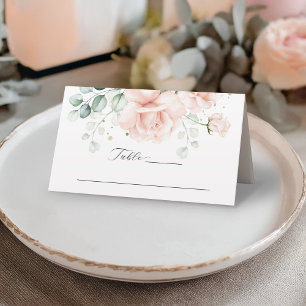 Blush Pink Blooms Wedding Place Card