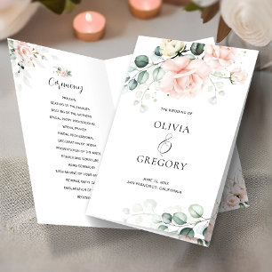 Blush Pink Blooms Wedding Program