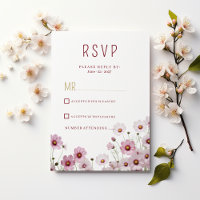 Blush pink blossom cosmos flower RSVP
