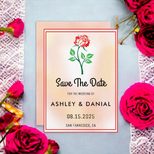 Blush pink blossom floral Wedding Save the Date Invitation