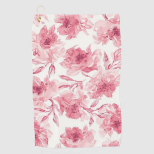 Blush Pink Blossoms Watercolor Painted Airy Floral Golf Towel
