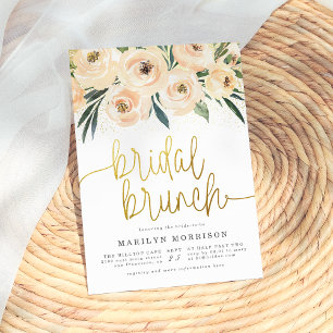 Blush Pink & Blue Floral Bridal Brunch Invitation