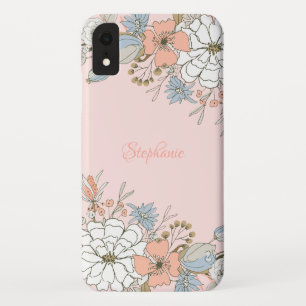 Blush Pink Blue Floral Personalised Case-Mate iPhone Case