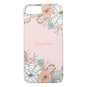 Blush Pink Blue Floral Personalised Case-Mate iPhone Case