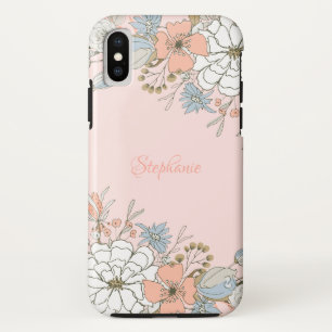 Blush Pink Blue Floral Personalised Case-Mate iPhone Case