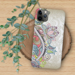 Blush Pink Blue Green Taupe Paisley Floral Art iPhone 16 Pro Max Case