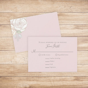 Blush Pink Blush Foliage Wedding Meal Choice RSVP Card
