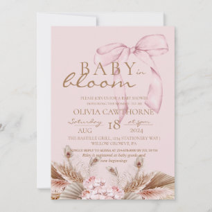 Blush Pink Boho Baby in bloom Baby Shower Invitation