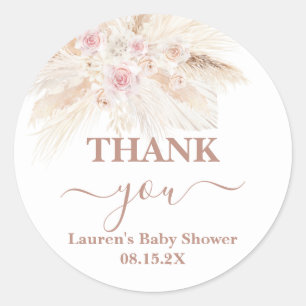 Blush Pink Boho Baby Shower Classic Round Sticker
