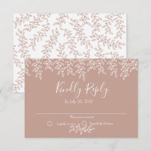 Blush Pink Boho Botanical Elegant Wedding RSVP Card