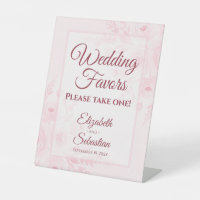 Blush Pink Boho Chic Floral Wedding Favors Sign