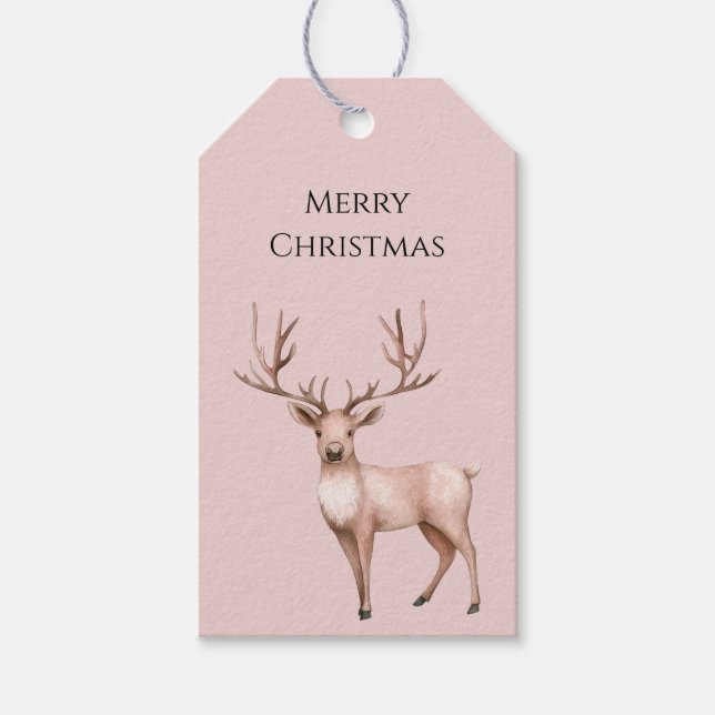 Blush Pink Boho Deer  Gift Tags (Front)