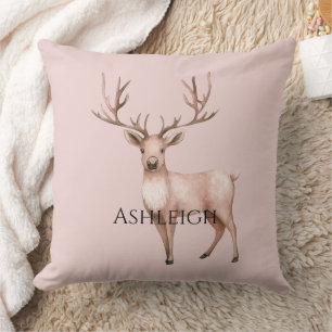 Blush Pink Boho Deer Tree Cushion