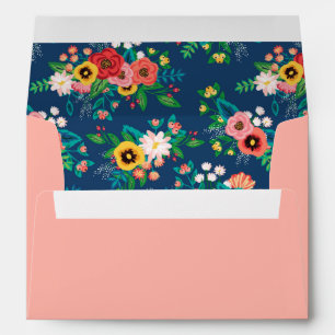 Blush Pink - Boho Floral Pattern Lining Envelope