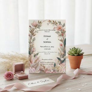Blush Pink Boho Floral Wedding Invite