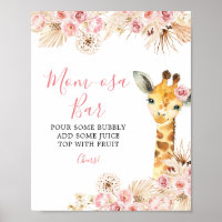 Blush Pink Boho Giraffe Baby Shower Mum-osa Bar