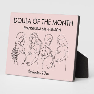Blush Pink Boho Line Art DOULA OF THE MONTH Plaque
