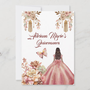 Blush Pink Boho Quinceanera Invitation