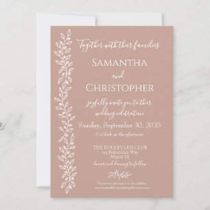 Blush Pink Boho Romantic Botanical Minimal Wedding Invitation
