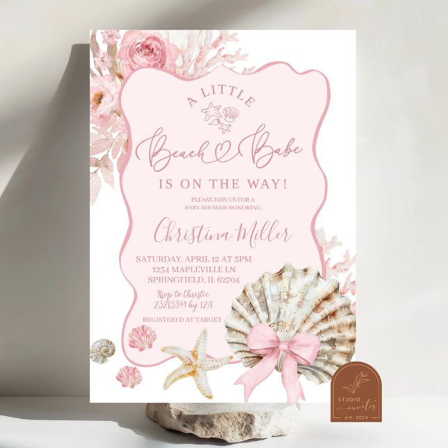 Blush Pink Boho Summer Beach babe Baby Shower Invitation (Creator Uploaded)