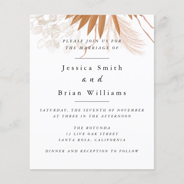 Blush Pink Boho Wedding Flyer (Front)