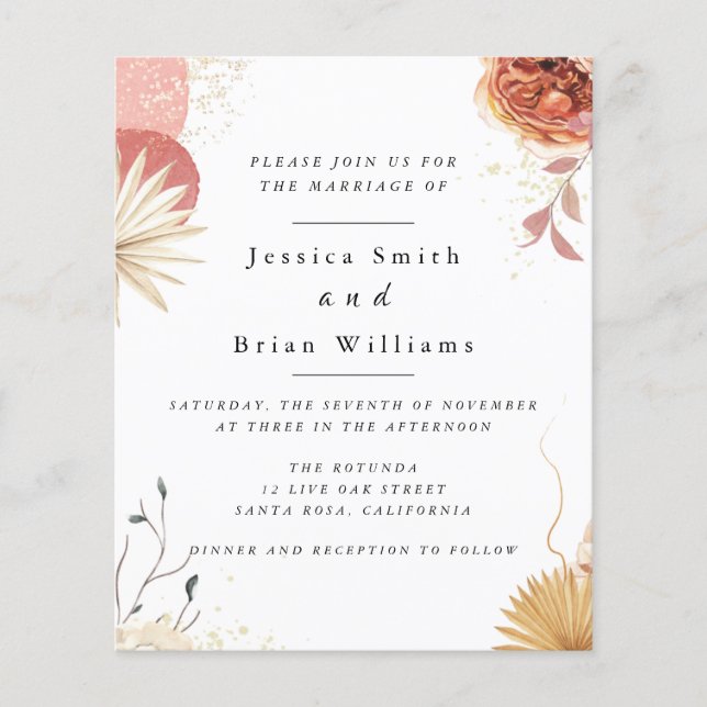 Blush Pink Boho Wedding Invitation Flyer (Front)