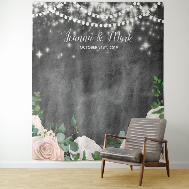 Blush Pink Boho Wedding Photo Booth Backdrop Tapestry (In Situ)