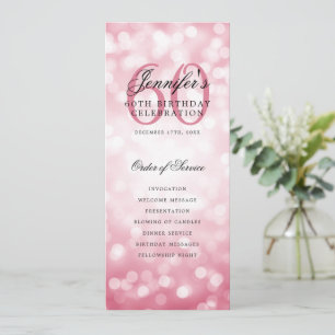 Blush Pink Bokeh 60th Birthday Program w/ Menu Invitation
