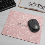 Blush Pink Bokeh Lights | Personalised Mouse Pad<br><div class="desc">Chic and bubbly patterned mouse pad features a bokeh lights background in feminine shades of pastel blush pink. Personalise with a name,  monogram or business name in modern charcoal lettering if desired.</div>