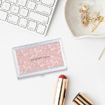 Blush Pink Bokeh Personalised Business Card Holder<br><div class="desc">Elegant business card case features a background of twinkling bokeh lights in pink champagne blush,  with your name,  monogram or company name in the centre.</div>