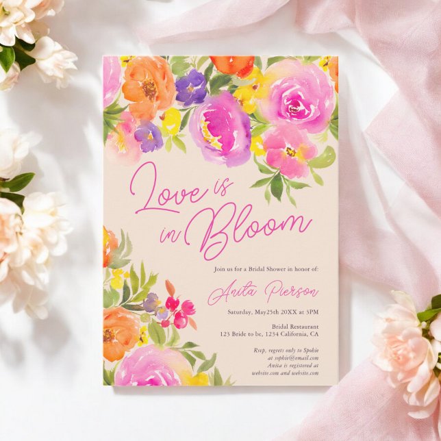 blush Pink Bold floral watercolor bridal shower Invitation (blush Pink Bold floral watercolor bridal shower Invitation)