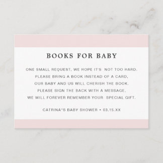 Blush Pink Book Request Baby Shower Enclosure Card