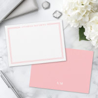 Blush Pink Border Minimalist Name Monogram