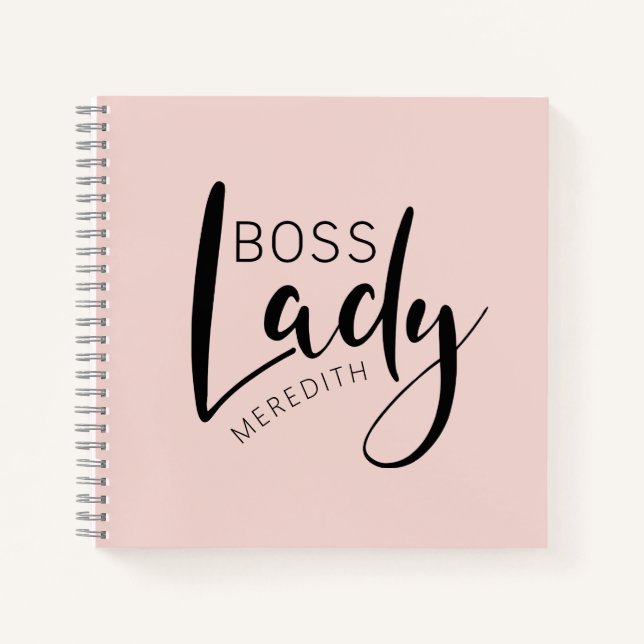 Blush Pink Boss Lady Logo Personalised Notebook (Front)